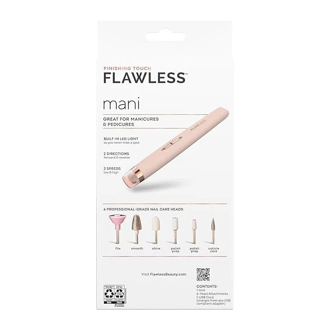 Flawless Salon Nails Kit, Electronic Nail File and Full Pedicure Tool