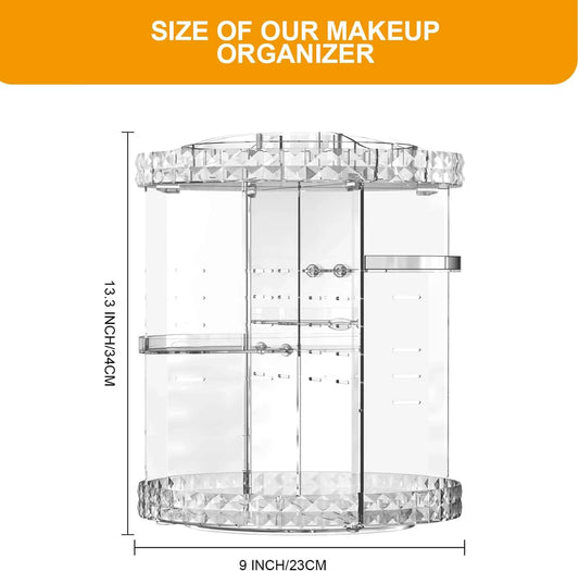 Transparent Makeup Organizer 360 Degree Rotating Adjustable Layers - Large Capacity