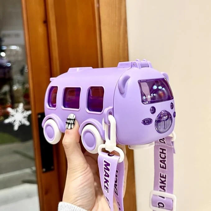 Bus Water Bottle With Straw And Strap
