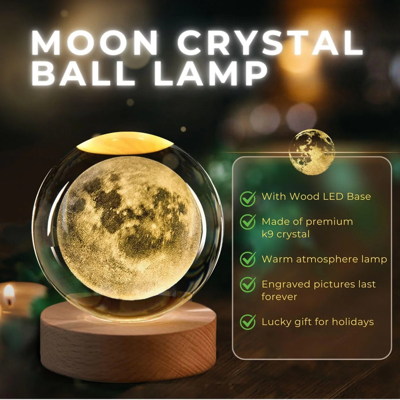 3D Moon Crystal Ball Night Light