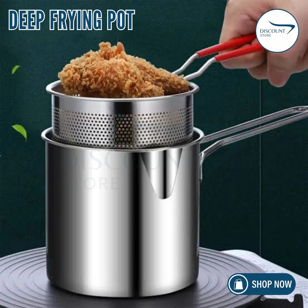Stainless Steel Deep Fryer Pot with Strainer Basket, Perfect for Frying Fish, Chicken, and French Fries, Includes Oil Drip Drainer Rack and Glass Lid, 1.2 for Home Kitchen