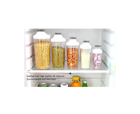Moisture-Proof 5-piece Acrylic Jar set with Lids for Storage Spices
