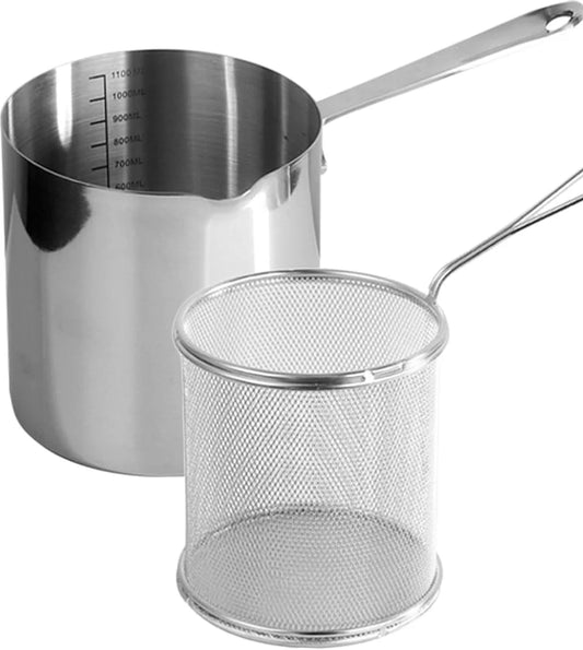Stainless Steel Deep Fryer Pot with Strainer Basket, Perfect for Frying Fish, Chicken, and French Fries, Includes Oil Drip Drainer Rack and Glass Lid, 1.2 for Home Kitchen