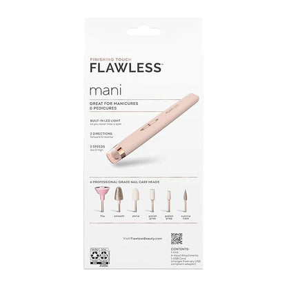 Flawless Salon Nails Kit, Electronic Nail File and Full Pedicure Tool