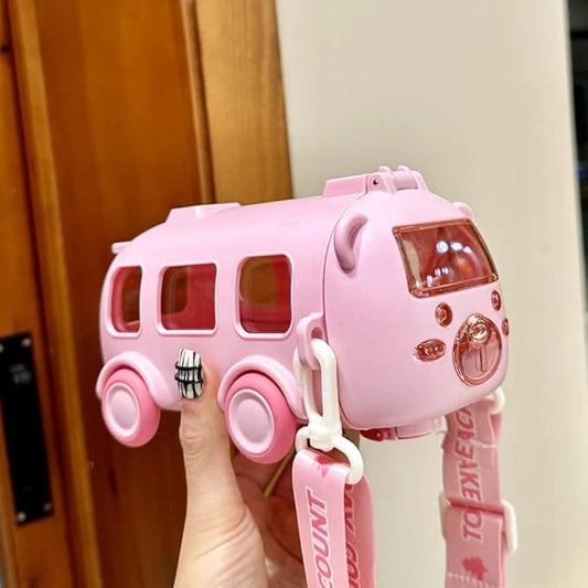 Bus Water Bottle With Straw And Strap