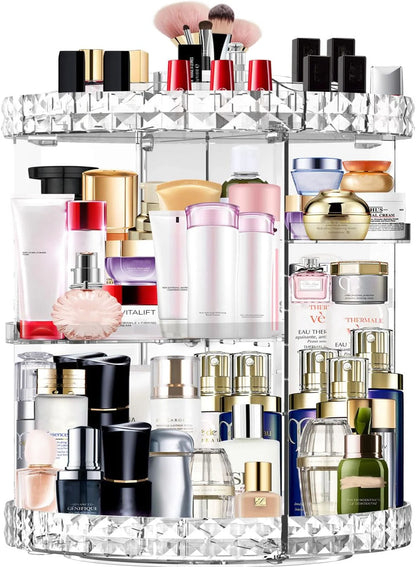 Transparent Makeup Organizer 360 Degree Rotating Adjustable Layers - Large Capacity