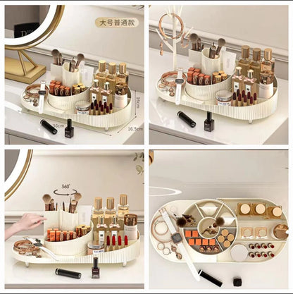 Makeup Organizer Countertop 360 Rotating Brush Holder Storage