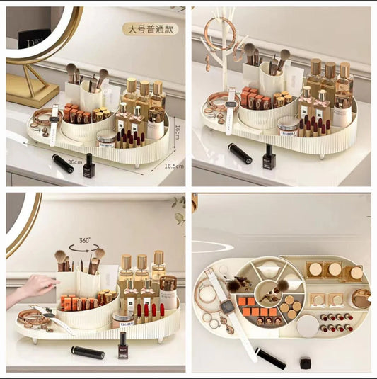 Makeup Organizer Countertop 360 Rotating Brush Holder Storage